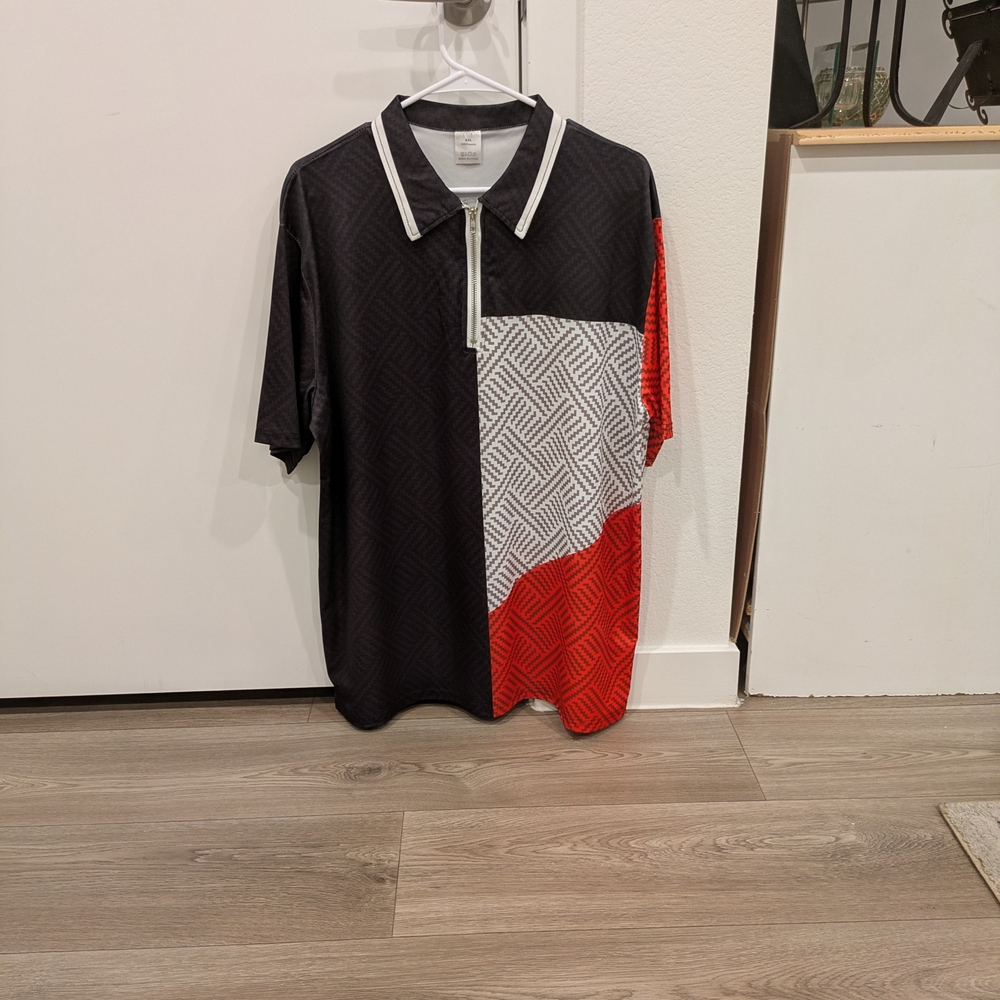 Stylish Men's Polo Shirt - Black, White, and Red